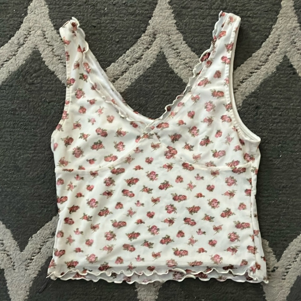 Floral White Cropped Top